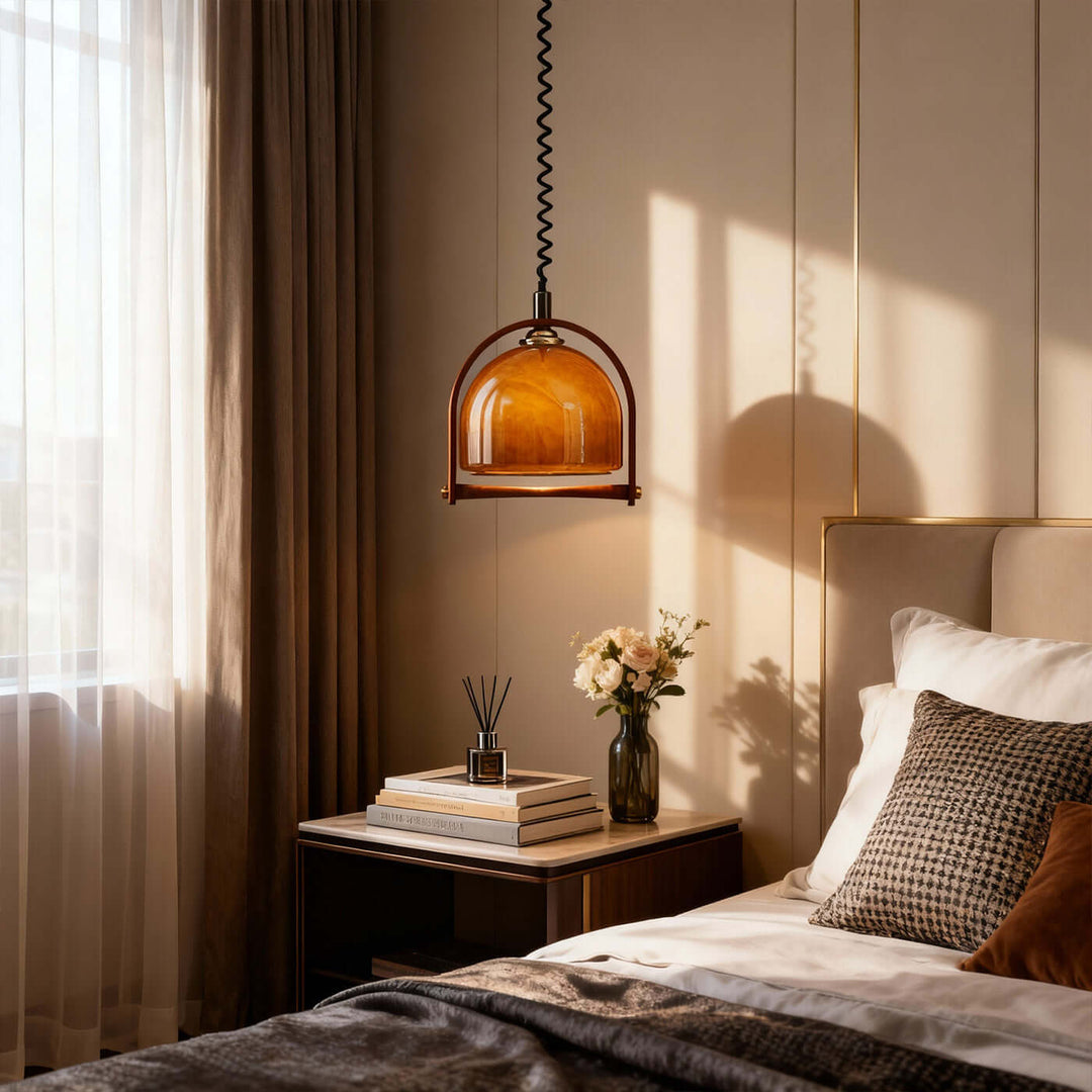 Lanuro Pendant Light – Nordic Retro Glass Retractable Lamp