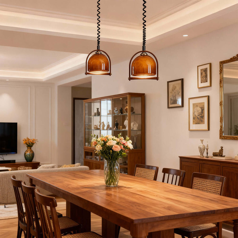 Lanuro Pendant Light – Nordic Retro Glass Retractable Lamp