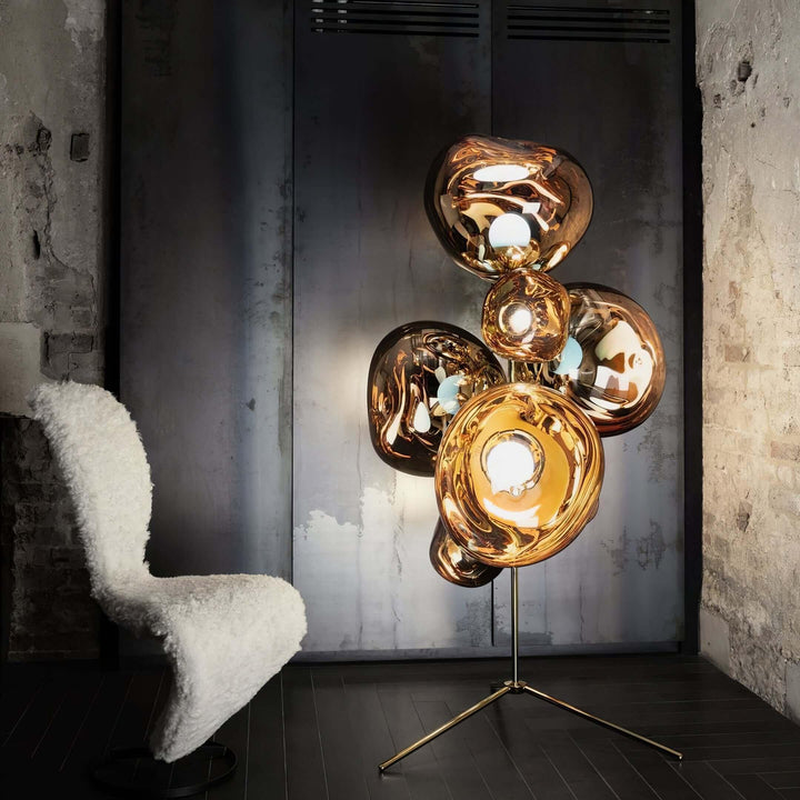 Lava Stand Floor Lamp - Gold Finish & Captivating Hot-Blown Acrylic | Vinlighting | Vinlighting