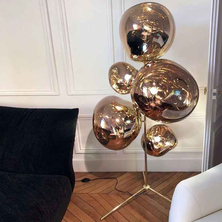 Lava Stand Floor Lamp - Gold Finish & Captivating Hot-Blown Acrylic | Vinlighting | Vinlighting