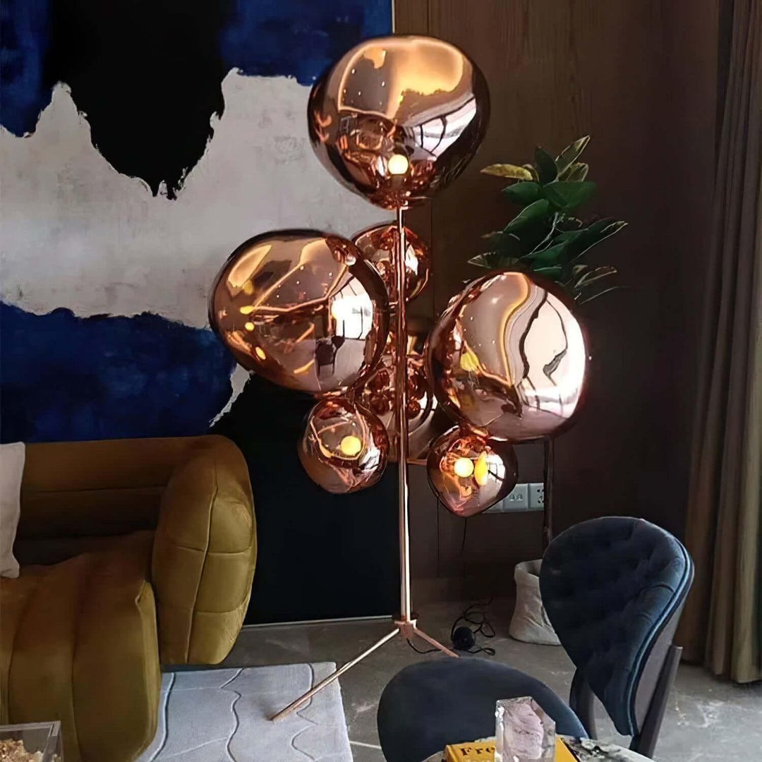 Lava Stand Floor Lamp - Gold Finish & Captivating Hot-Blown Acrylic | Vinlighting | Vinlighting