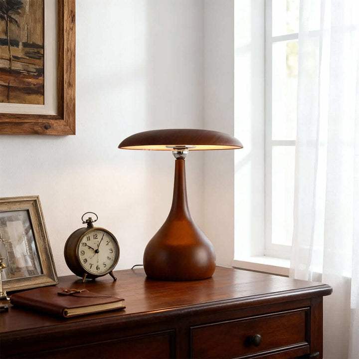 Leran Table Lamp – American Retro Solid Wood Mushroom Lamp