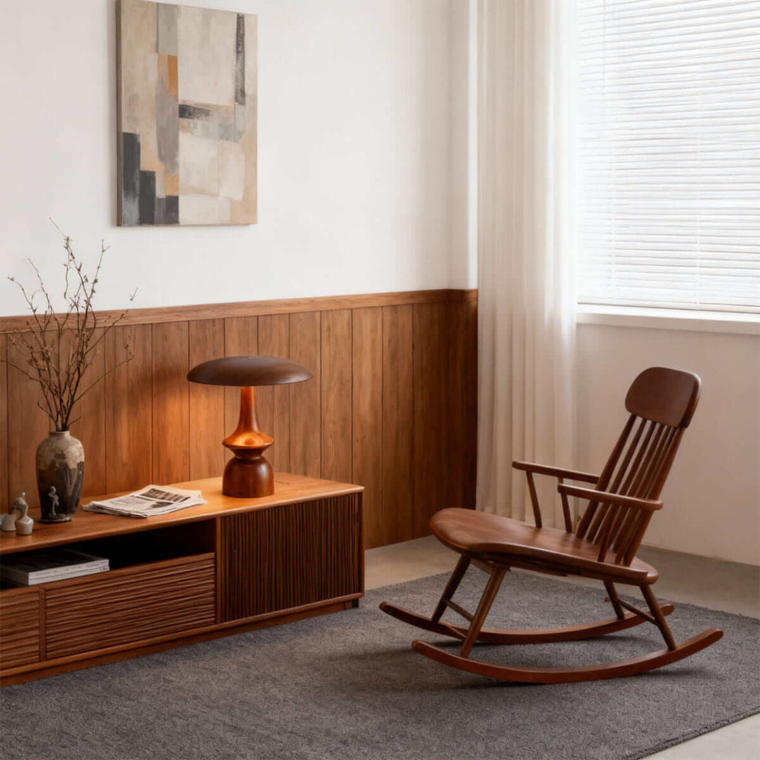 Leran Table Lamp – American Retro Solid Wood Mushroom Lamp