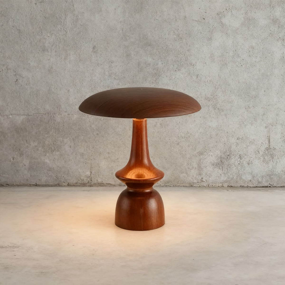 Leran Table Lamp – American Retro Solid Wood Mushroom Lamp