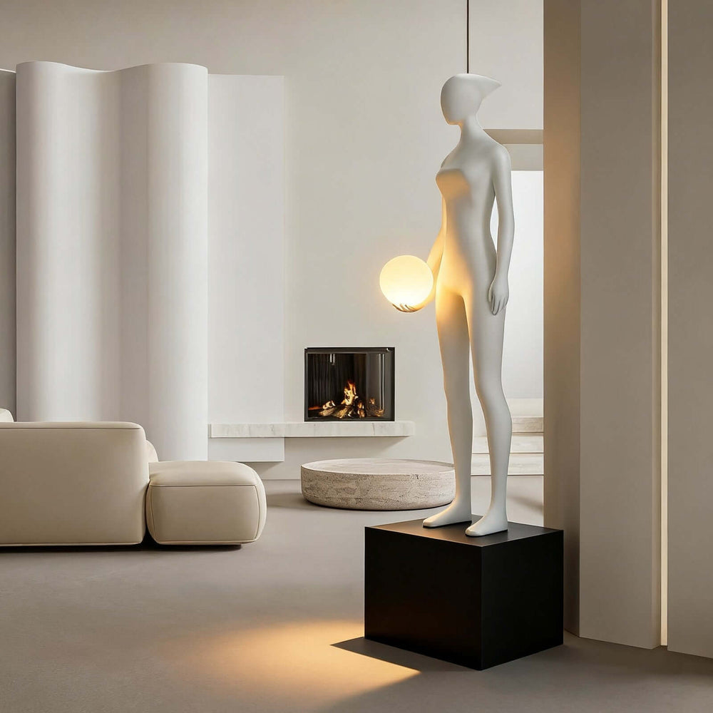 Lidora Sculptural Floor Lamp – Art Deco Sculpture for Living Room