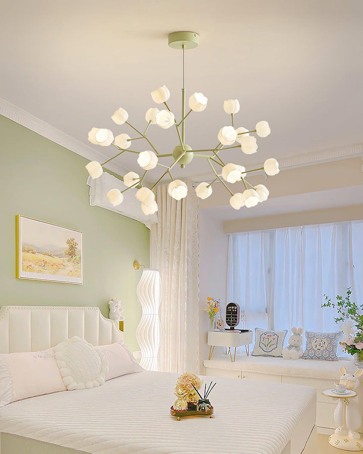Lily Flower Chandelier | Elegant Green Floral Lighting Fixture | Vinlighting | Vinlighting