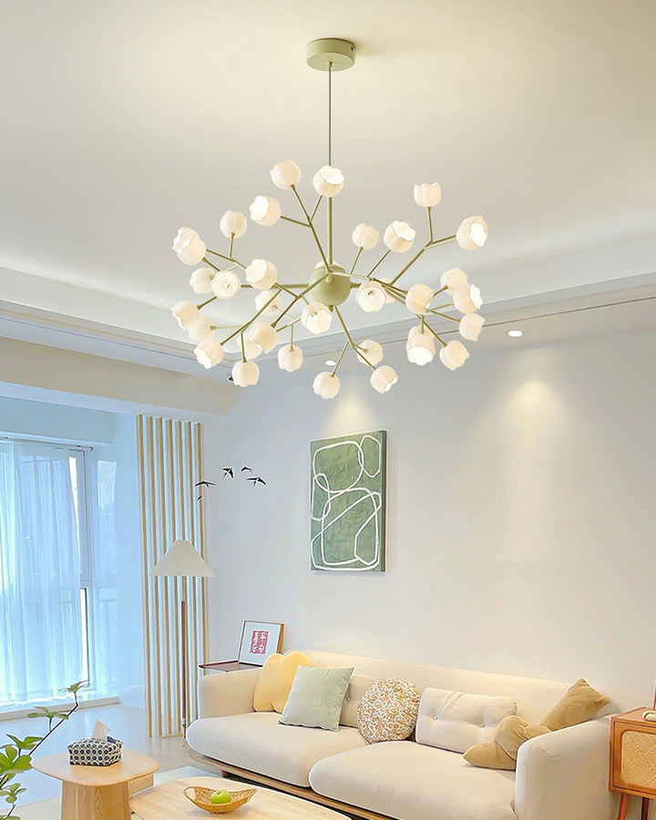 Lily Flower Chandelier | Elegant Green Floral Lighting Fixture | Vinlighting | Vinlighting