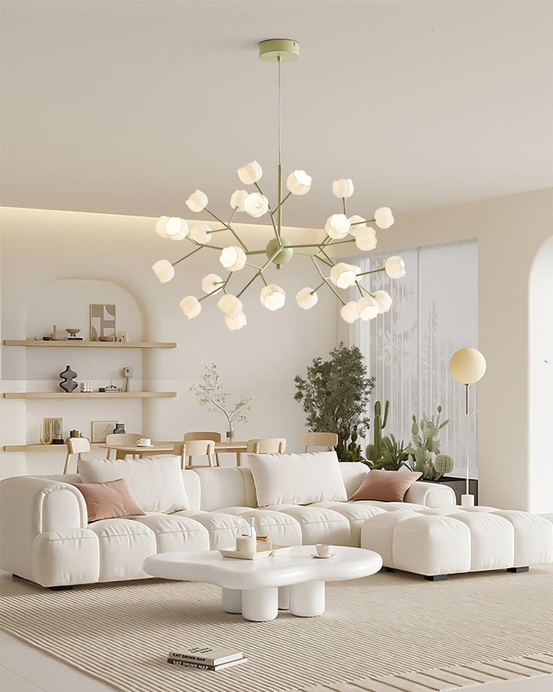Lily Flower Chandelier | Elegant Green Floral Lighting Fixture | Vinlighting | Vinlighting