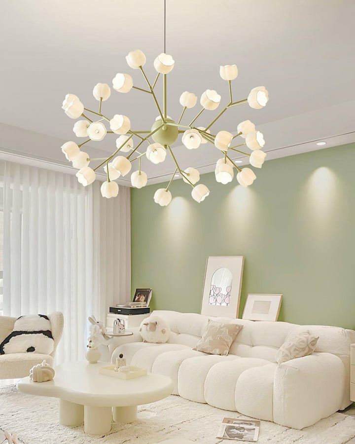 Lily Flower Chandelier | Elegant Green Floral Lighting Fixture | Vinlighting | Vinlighting