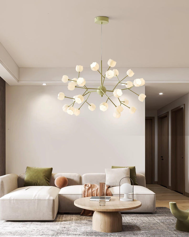 Lily Flower Chandelier | Elegant Green Floral Lighting Fixture | Vinlighting | Vinlighting
