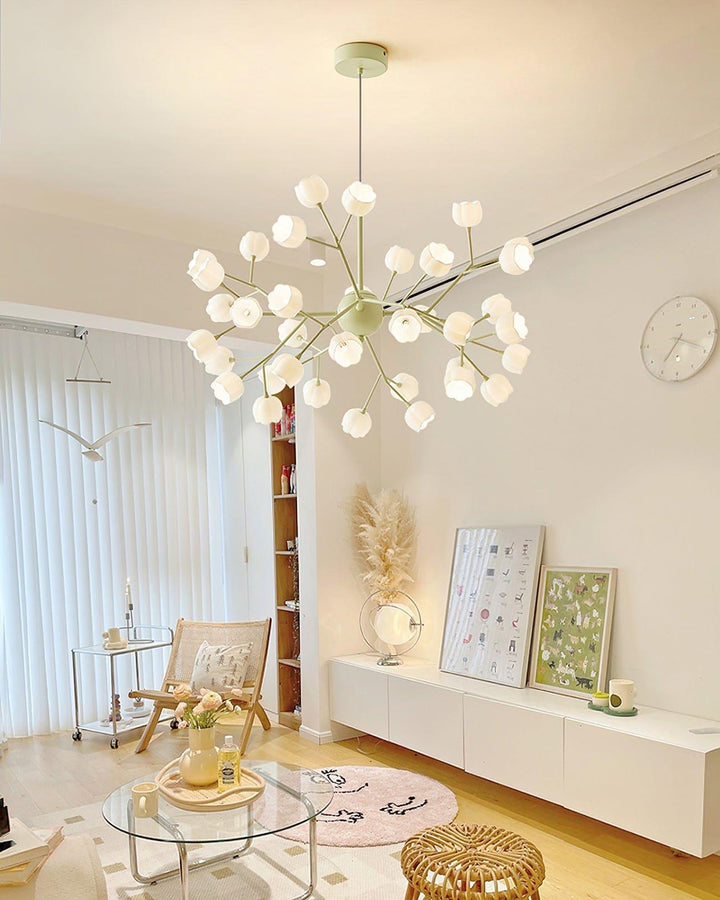 Lily Flower Chandelier | Elegant Green Floral Lighting Fixture | Vinlighting | Vinlighting