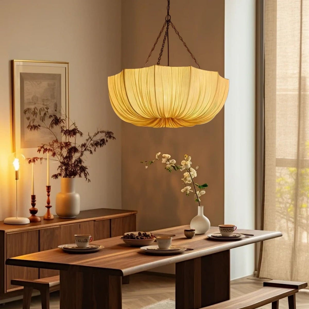 Liora Pendant Light – White Fabric Pendant for Dining & Bedroom