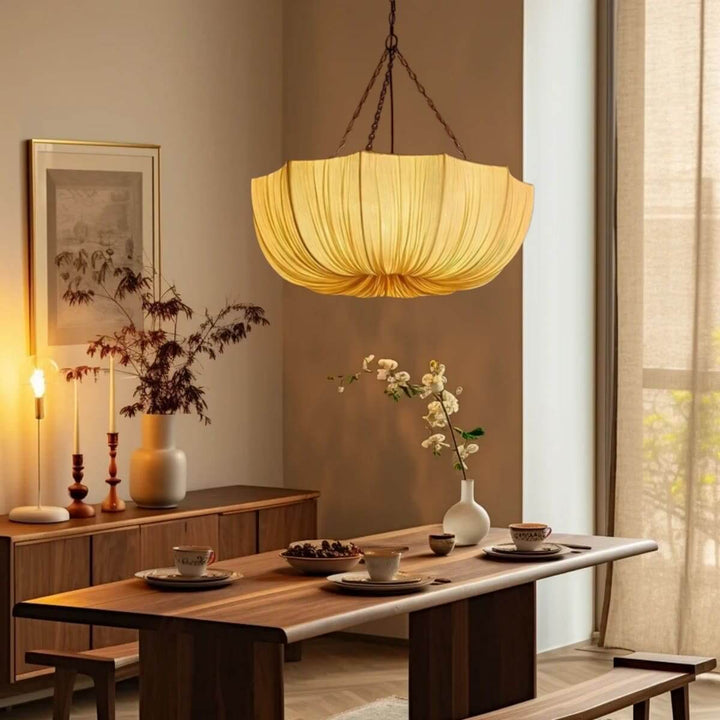 Liora Pendant Light – White Fabric Pendant for Dining & Bedroom
