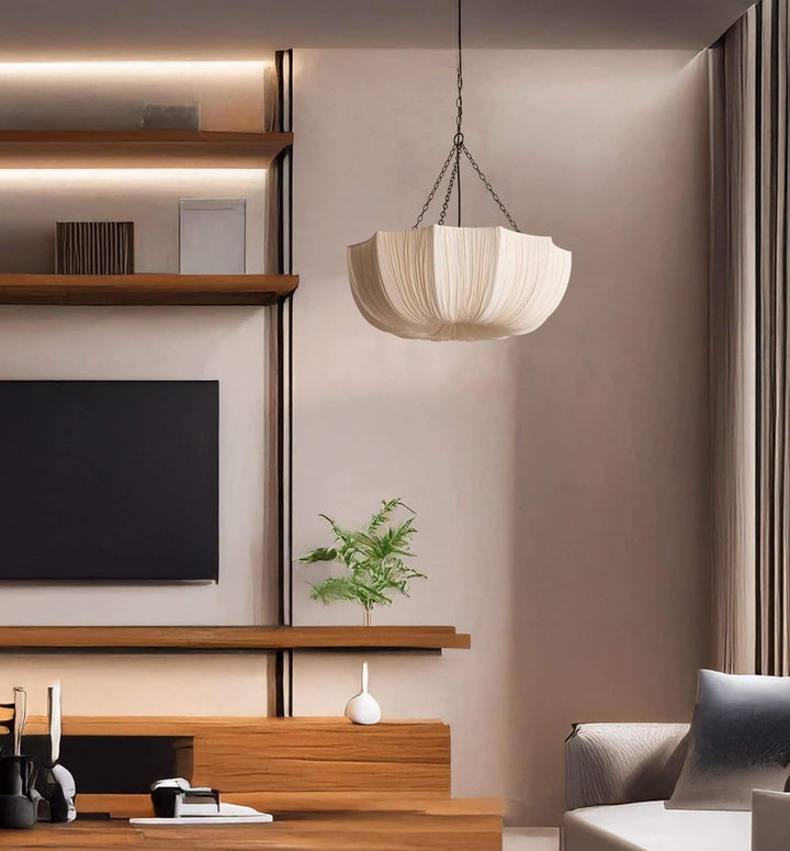 Liora Pendant Light – White Fabric Pendant for Dining & Bedroom