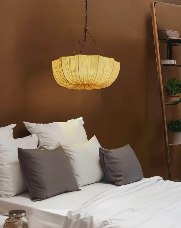 Liora Pendant Light – White Fabric Pendant for Dining & Bedroom