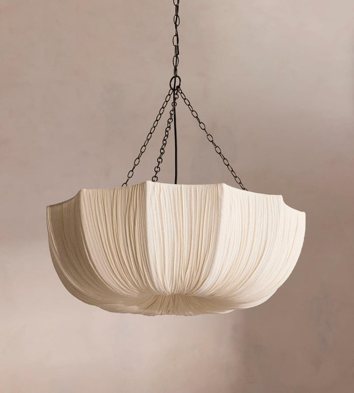 Liora Pendant Light – White Fabric Pendant for Dining & Bedroom