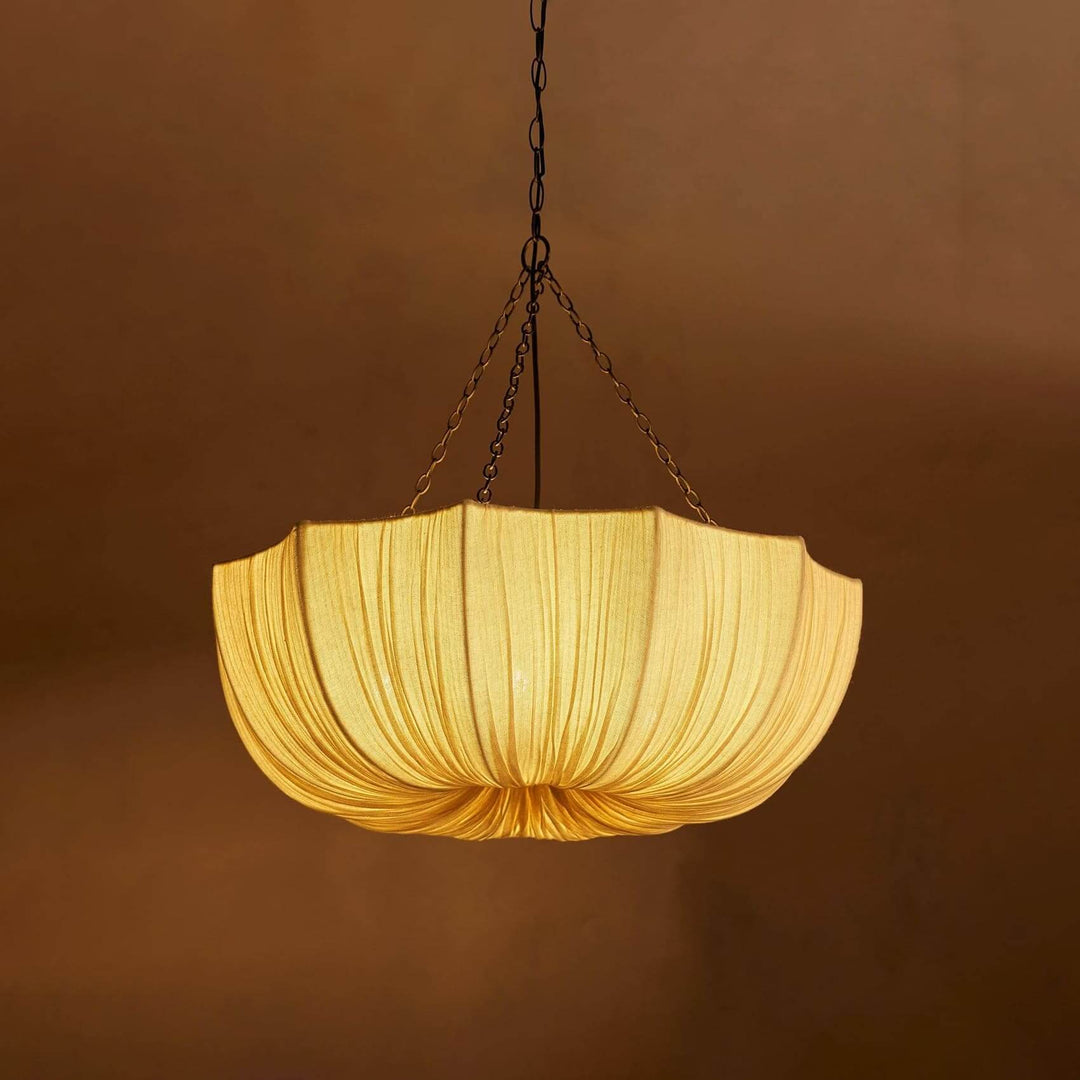 Liora Pendant Light – White Fabric Pendant for Dining & Bedroom