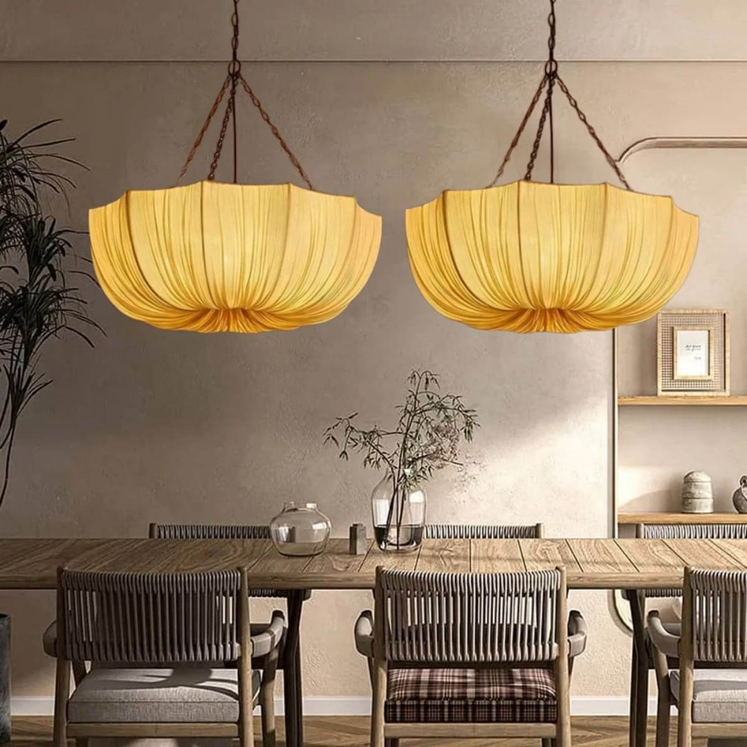 Liora Pendant Light – White Fabric Pendant for Dining & Bedroom