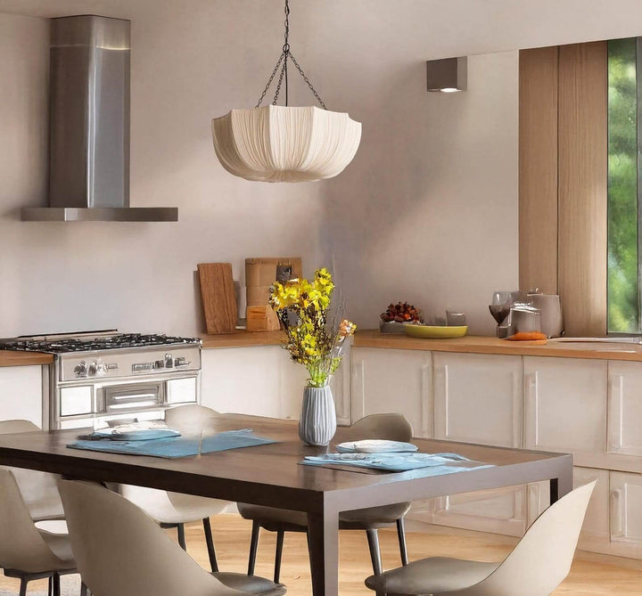 Liora Pendant Light – White Fabric Pendant for Dining & Bedroom