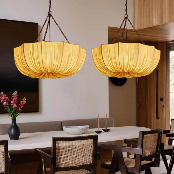 Liora Pendant Light – White Fabric Pendant for Dining & Bedroom