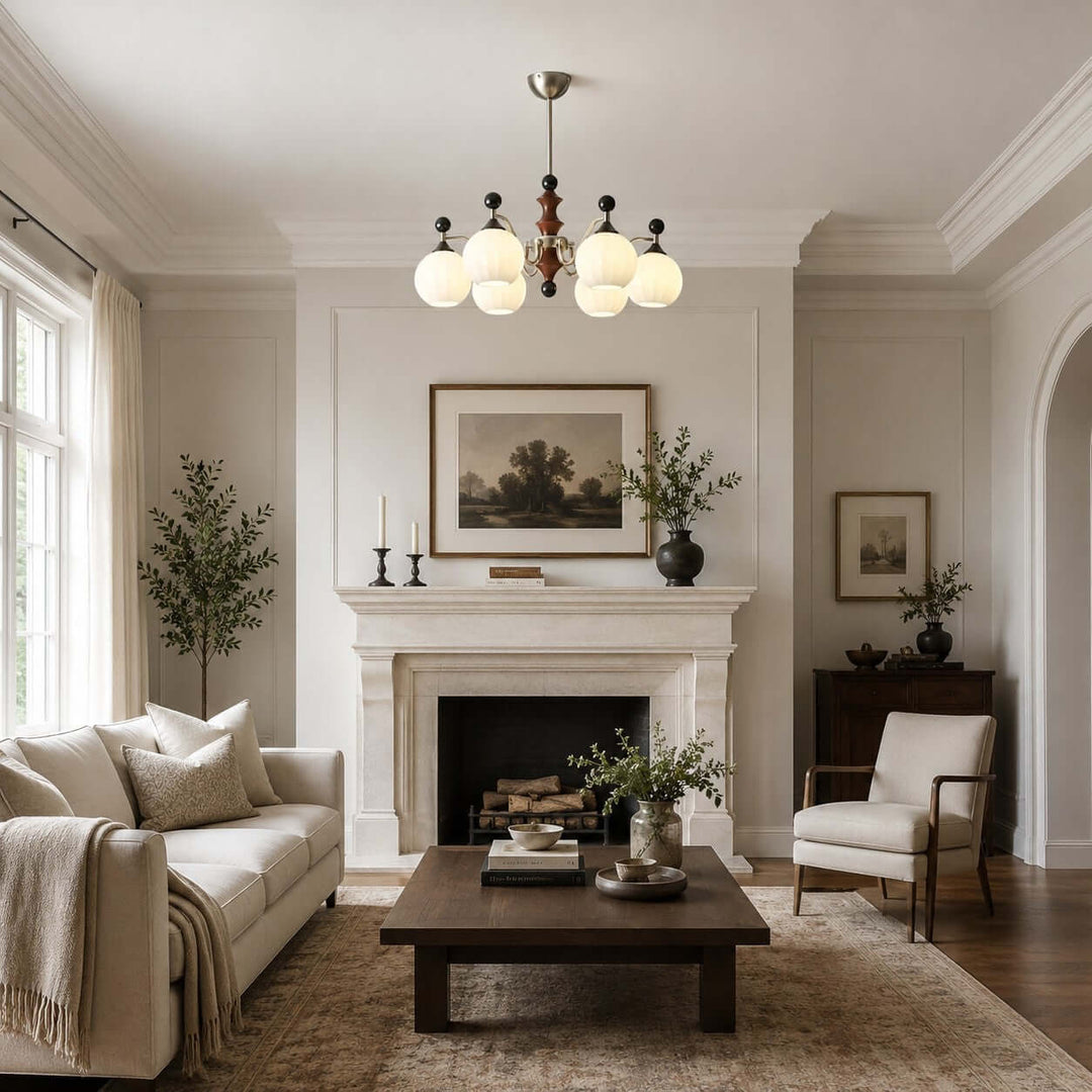 Lioren Mid Century Retro Glass Chandelier Dining Room Light | Vinlighting