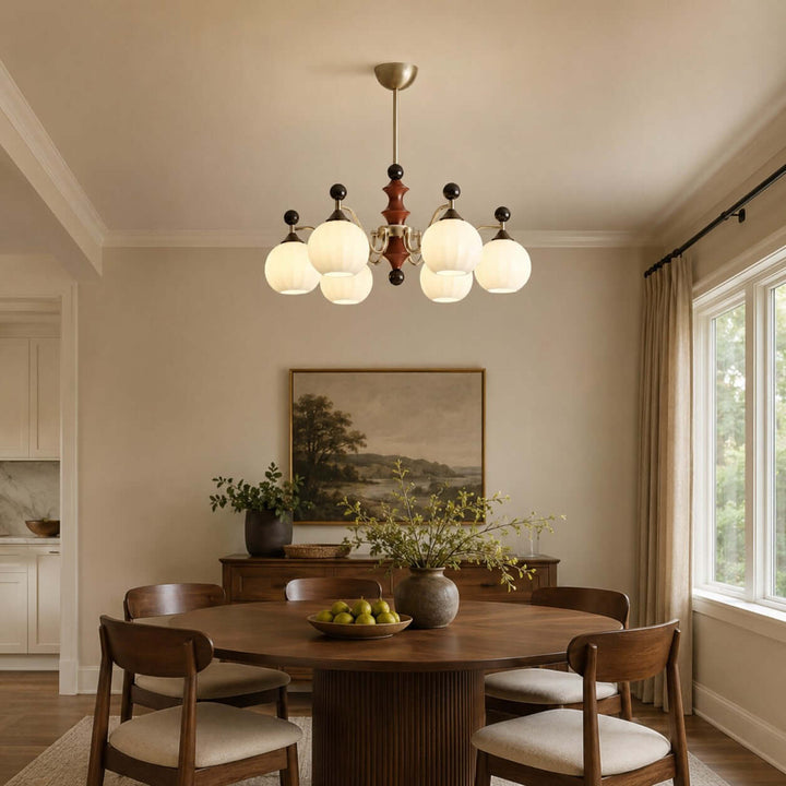 Lioren Mid Century Retro Glass Chandelier Dining Room Light | Vinlighting