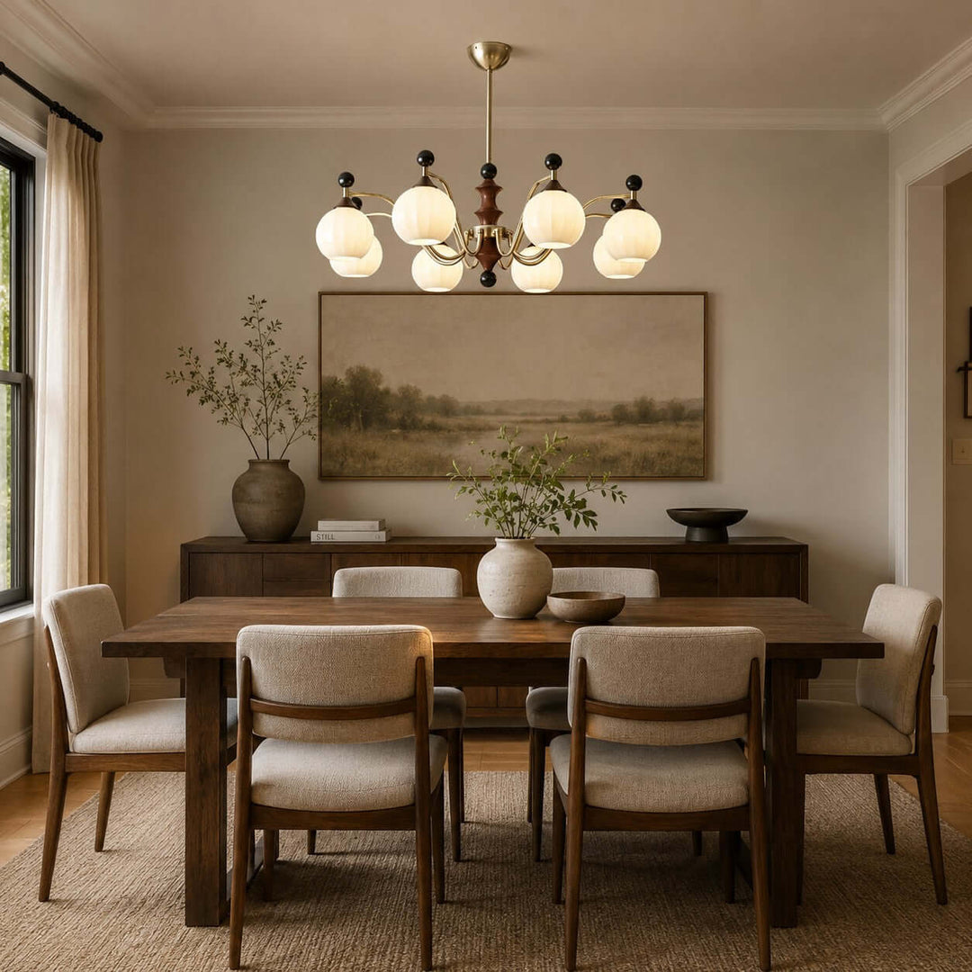 Lioren Mid Century Retro Glass Chandelier Dining Room Light | Vinlighting