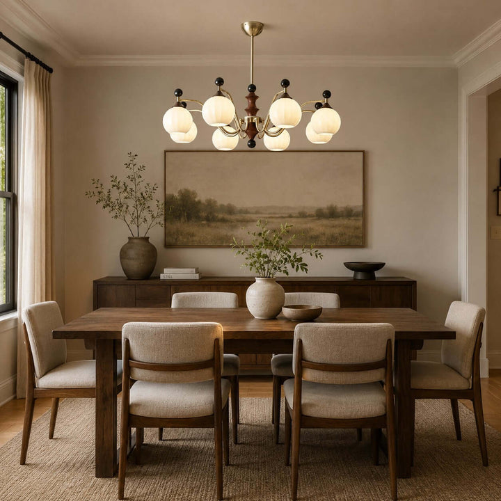 Lioren Mid Century Retro Glass Chandelier Dining Room Light | Vinlighting
