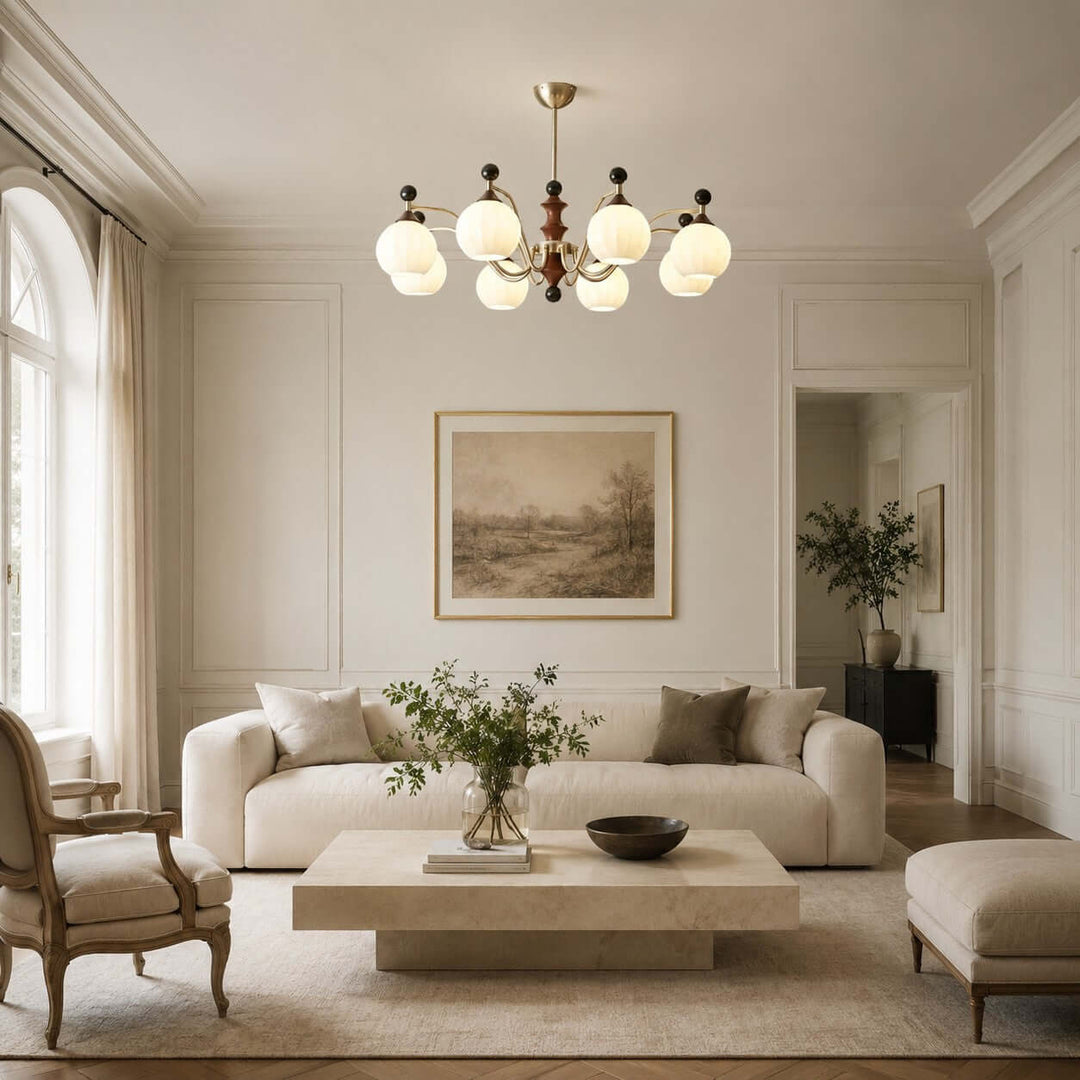 Lioren Mid Century Retro Glass Chandelier Dining Room Light | Vinlighting