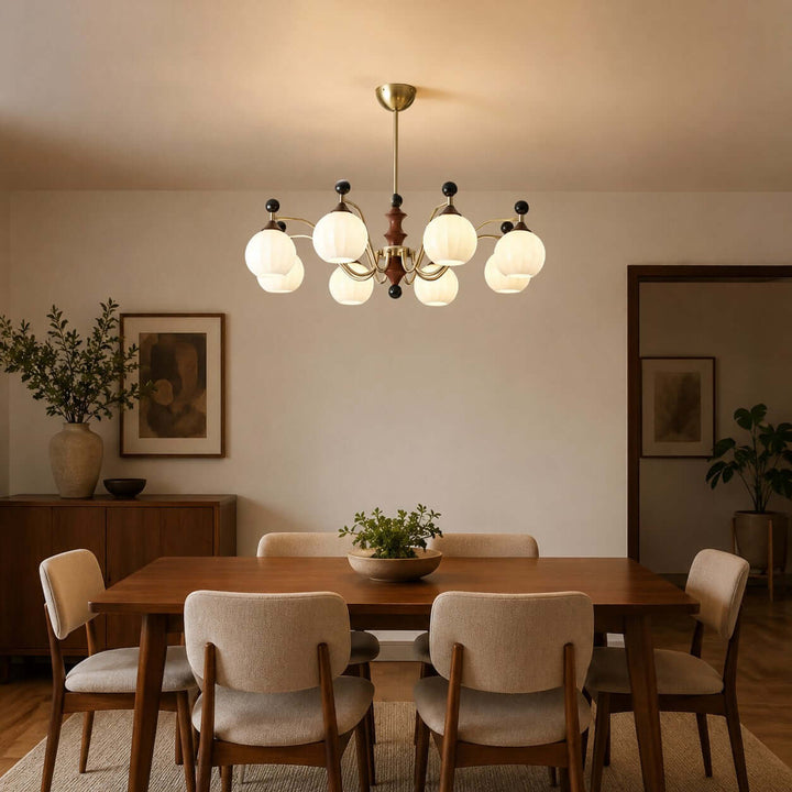 Lioren Mid Century Retro Glass Chandelier Dining Room Light | Vinlighting
