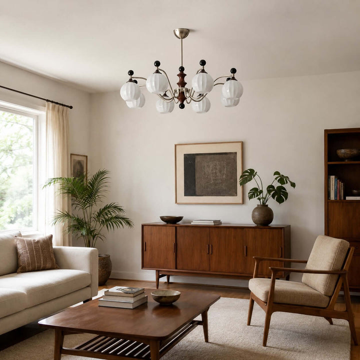 Lioren Mid Century Retro Glass Chandelier Dining Room Light | Vinlighting