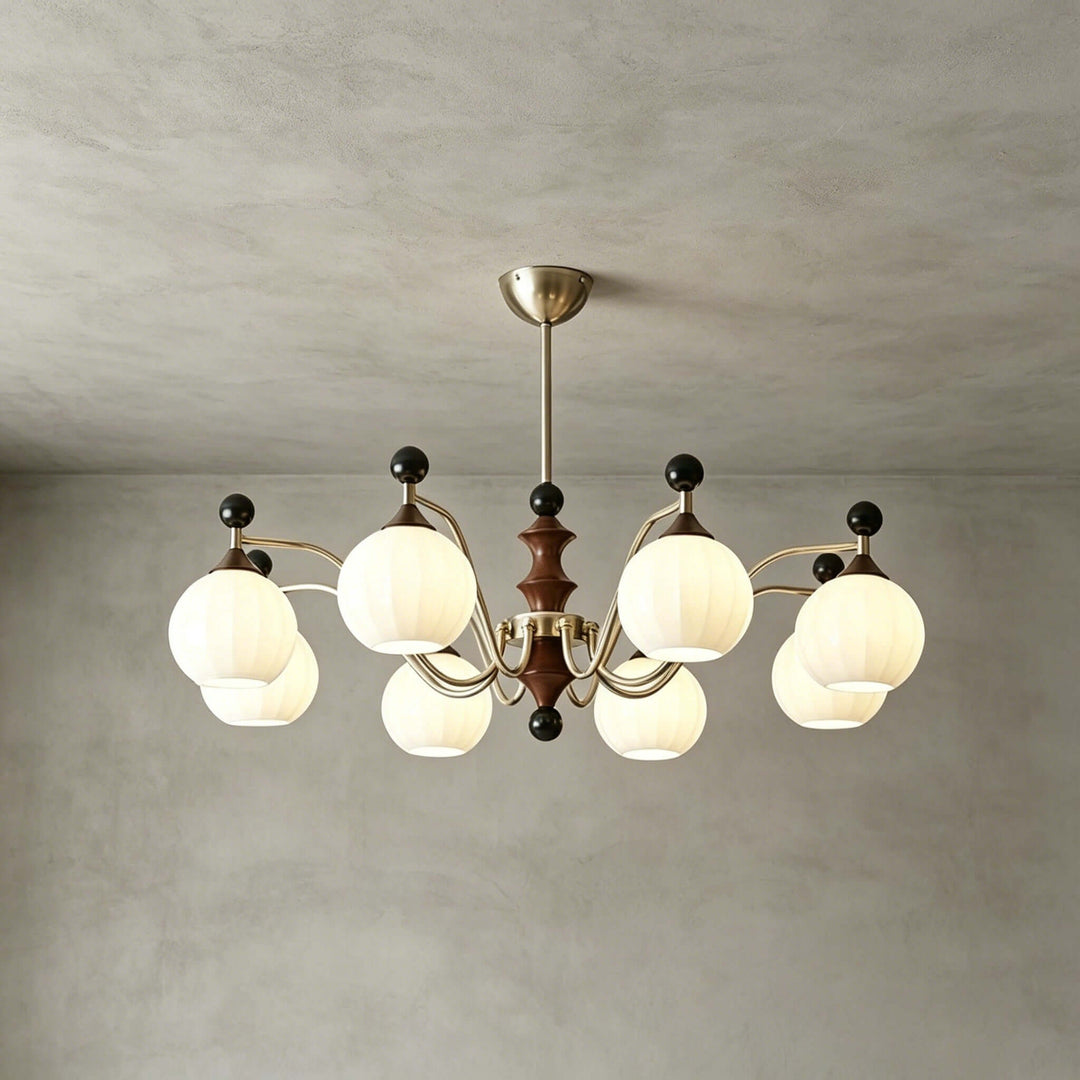 Lioren Mid Century Retro Glass Chandelier Dining Room Light | Vinlighting