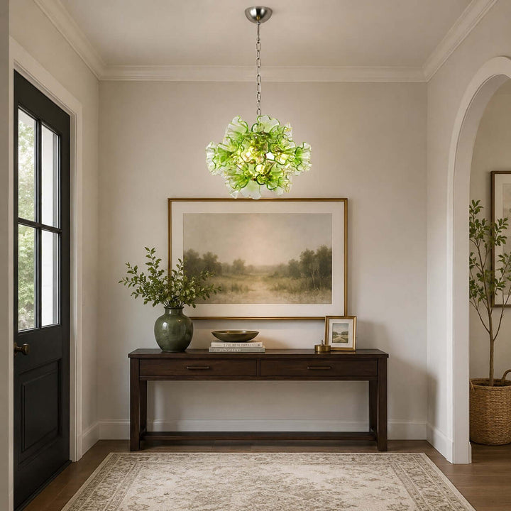 Liravelle Chandelier | Mid Century Green Glass Chandelier