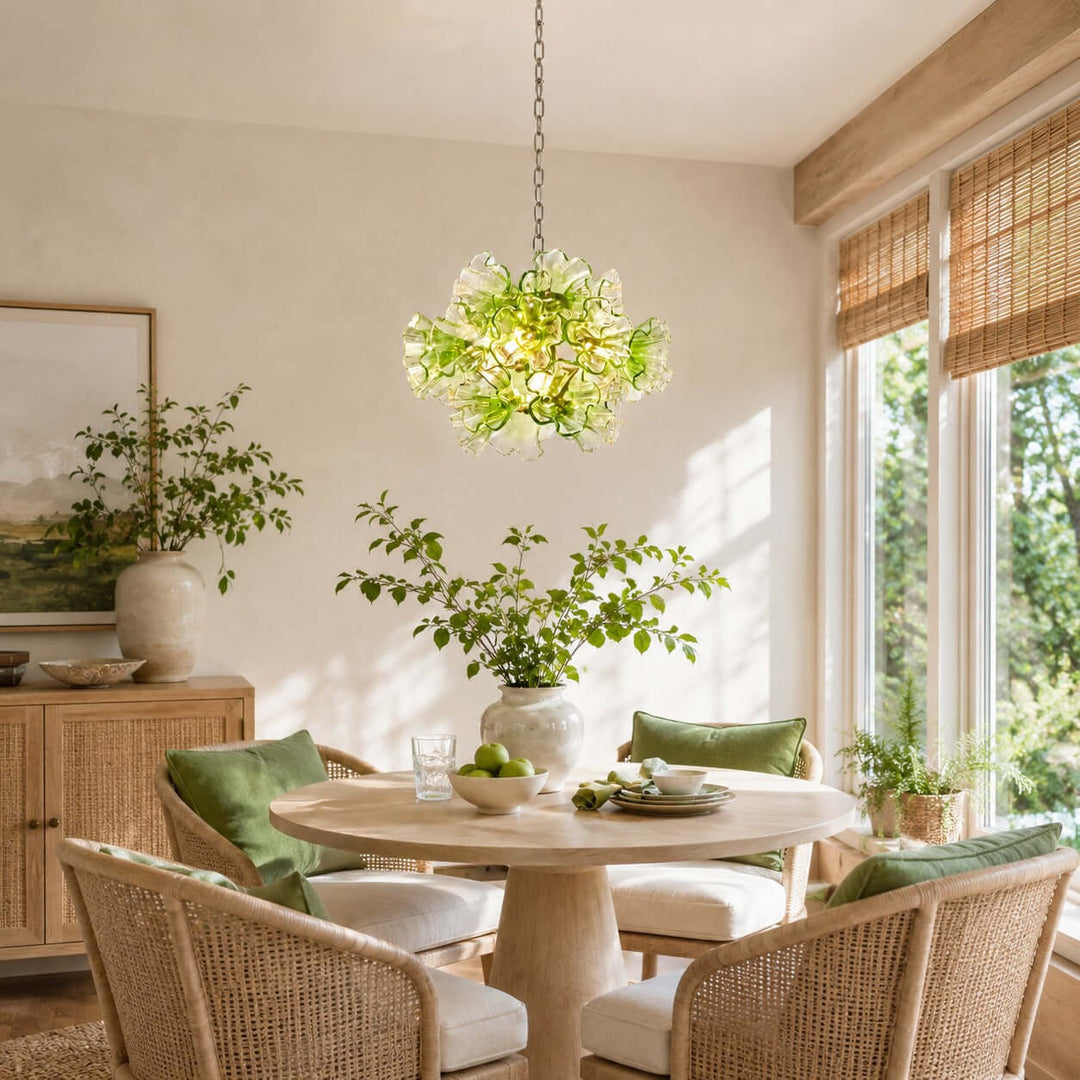 Liravelle Chandelier | Mid Century Green Glass Chandelier