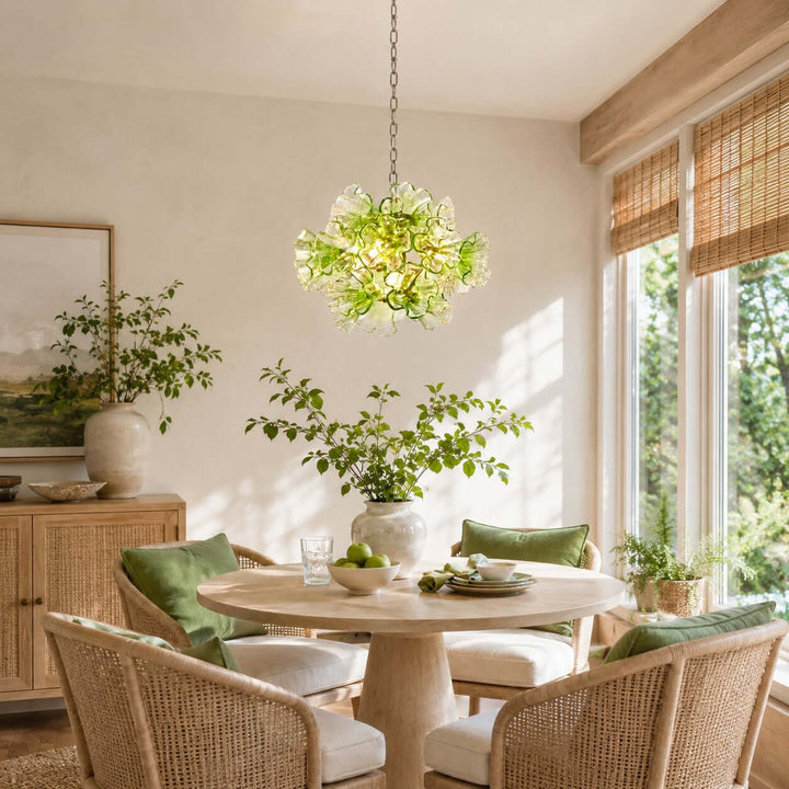 Liravelle Chandelier | Mid Century Green Glass Chandelier