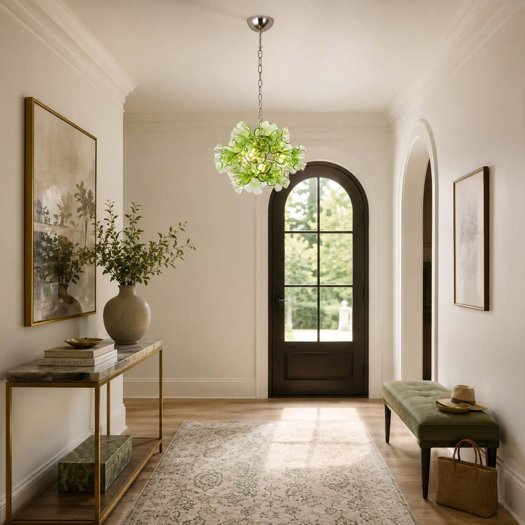 Liravelle Chandelier | Mid Century Green Glass Chandelier