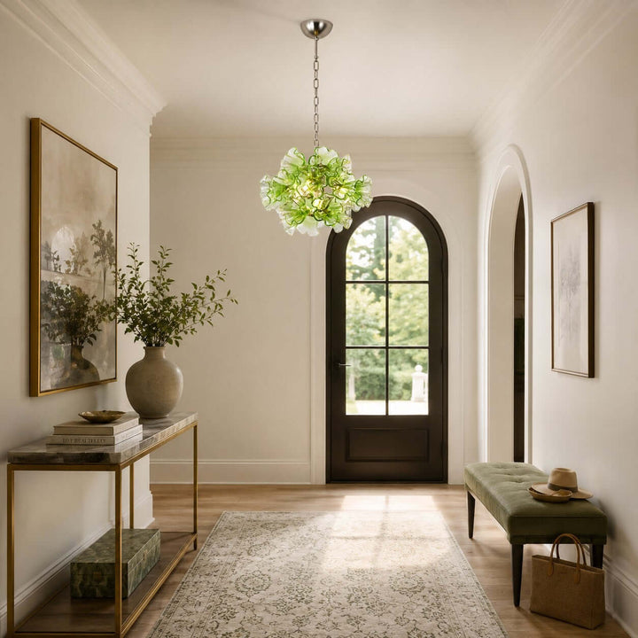Liravelle Chandelier | Mid Century Green Glass Chandelier