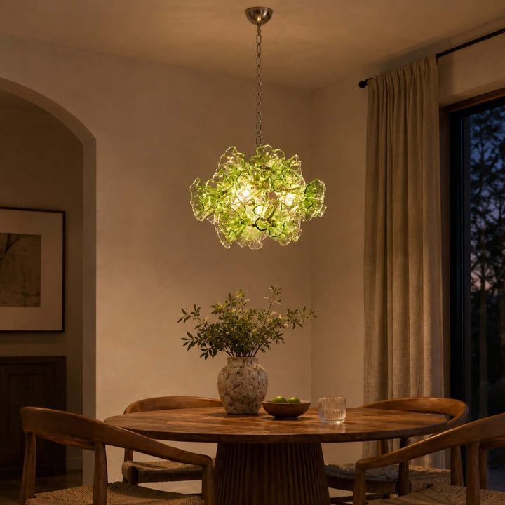 Liravelle Chandelier | Mid Century Green Glass Chandelier