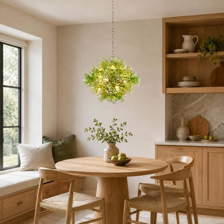 Liravelle Chandelier | Mid Century Green Glass Chandelier