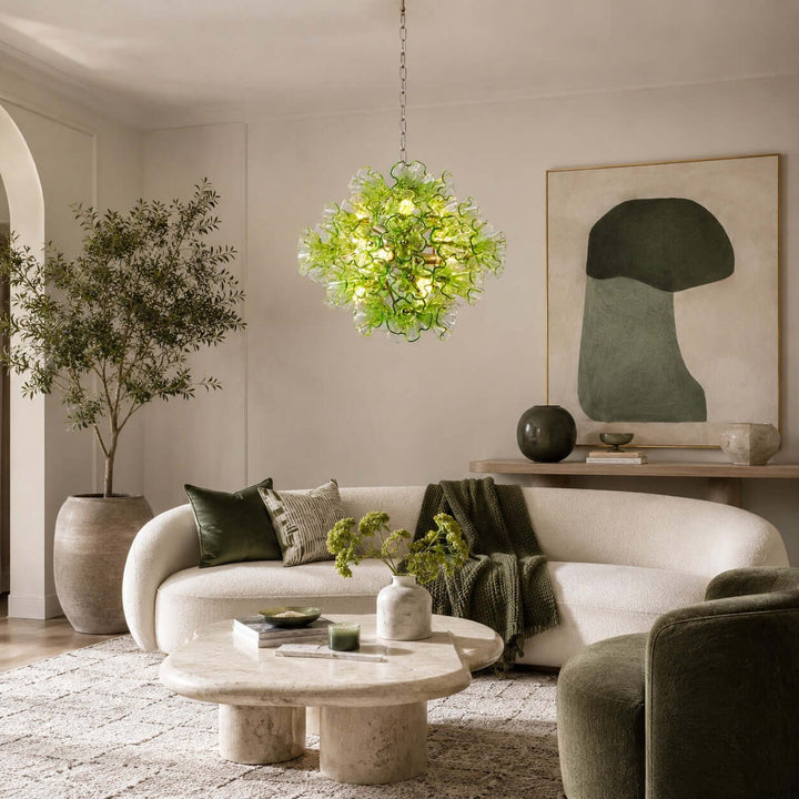 Liravelle Chandelier | Mid Century Green Glass Chandelier