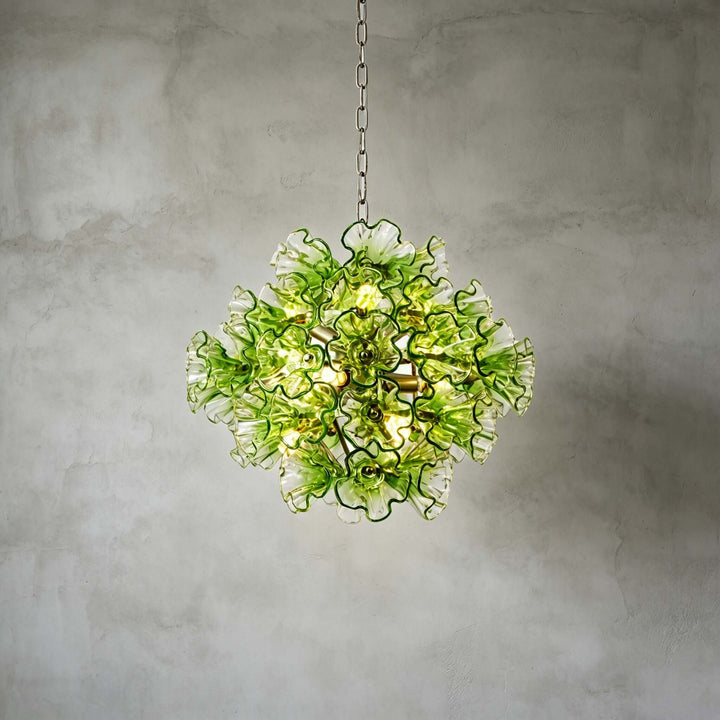 Liravelle Chandelier | Mid Century Green Glass Chandelier