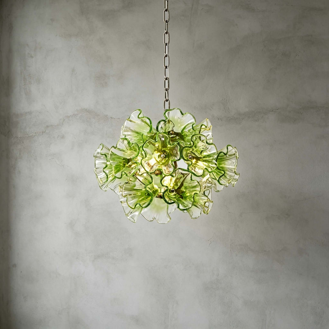 Liravelle Chandelier | Mid Century Green Glass Chandelier