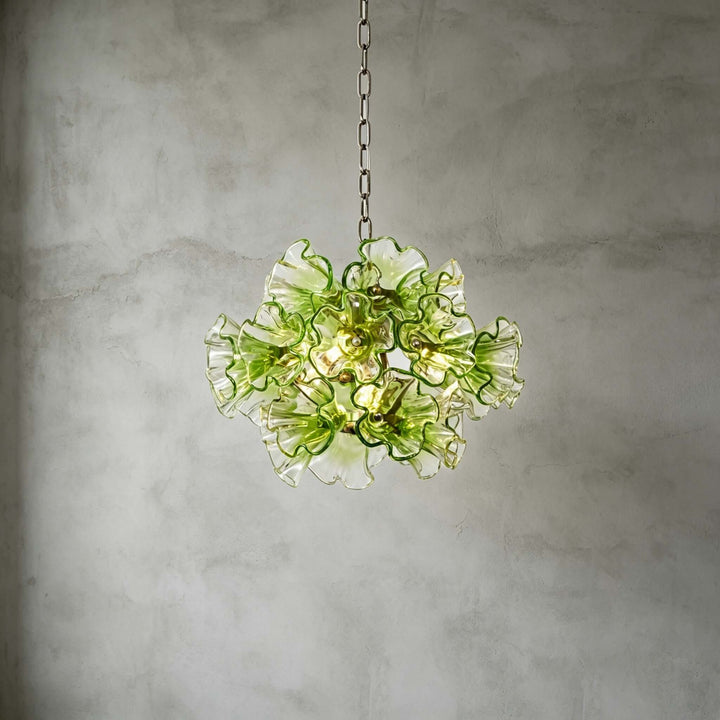 Liravelle Chandelier | Mid Century Green Glass Chandelier