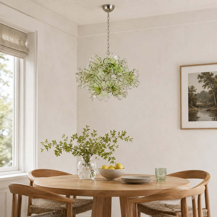 Liravelle Chandelier | Mid Century Green Glass Chandelier