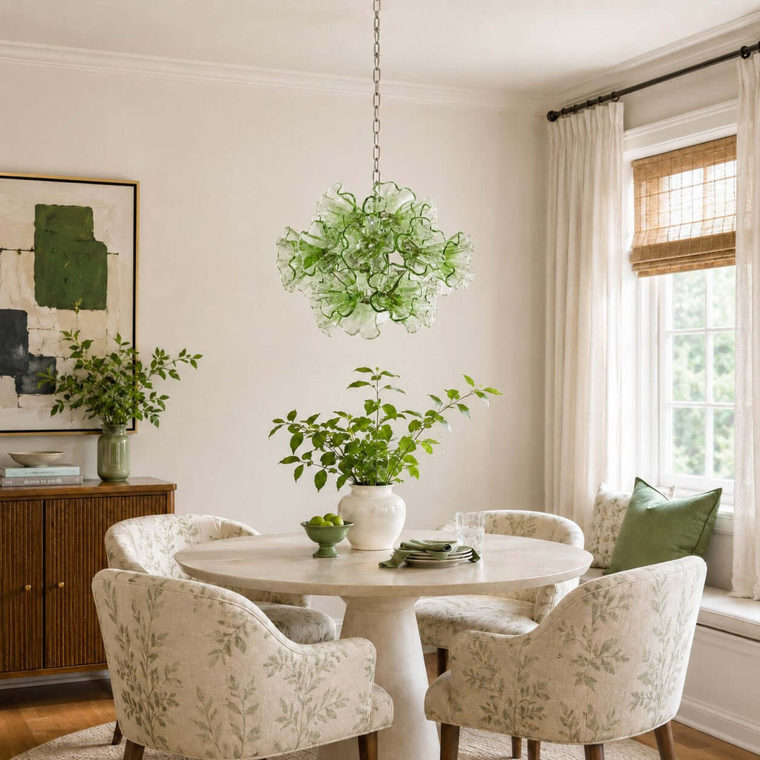 Liravelle Chandelier | Mid Century Green Glass Chandelier
