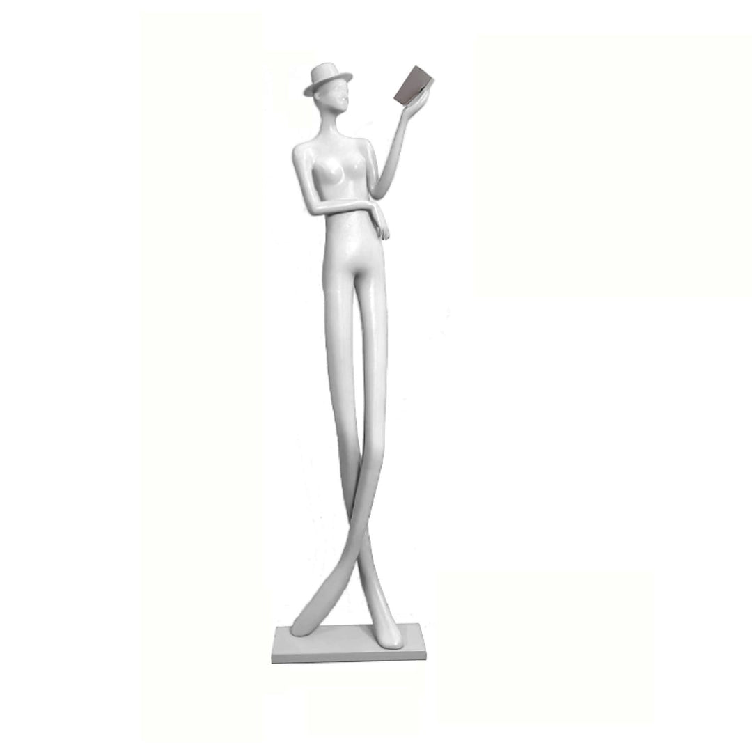 Lomexa sculptural floor lamp in art deco style, featuring a slender figure reading a book, perfect for living room decor.