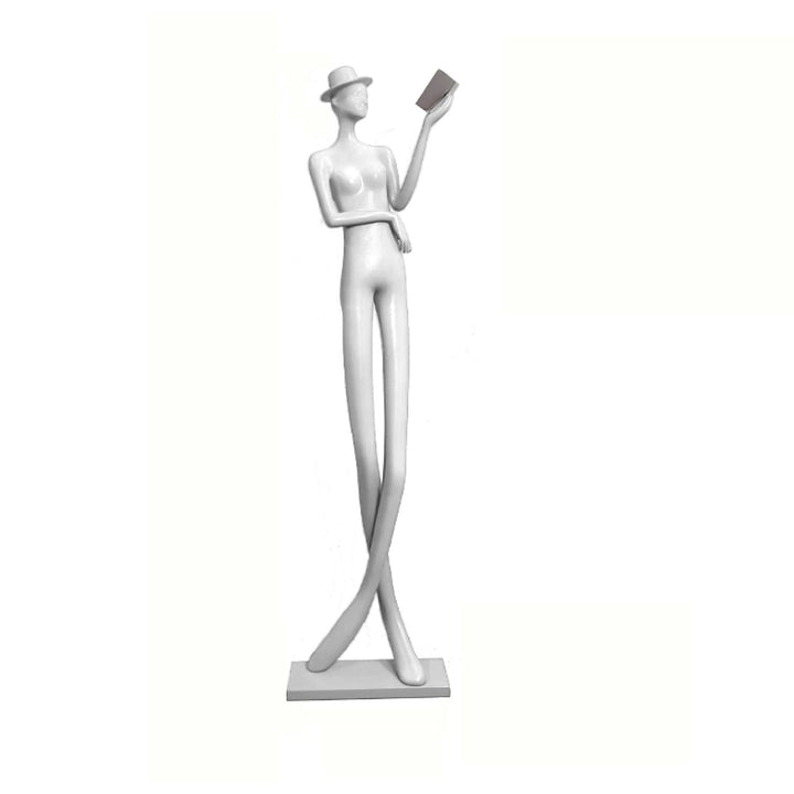 Lomexa sculptural floor lamp in art deco style, featuring a slender figure reading a book, perfect for living room decor.