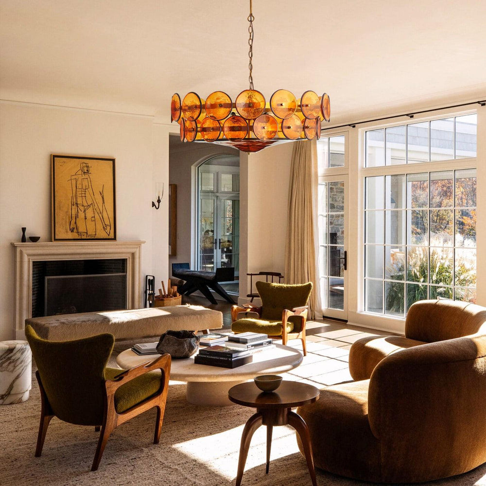 Lorenzo Chandelier – Vintage Orange Glass & Bronze Finish Lighting | Vinlighting | Vinlighting