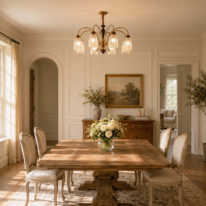 Lucian Chandelier - French Vintage Dining Room Glass Light Fixture | Vinlighting