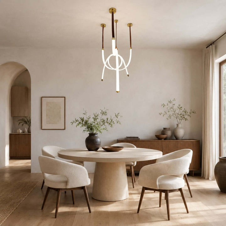 Leather Strap LED Tube Pendant Light for Stairwells | Vinlighting